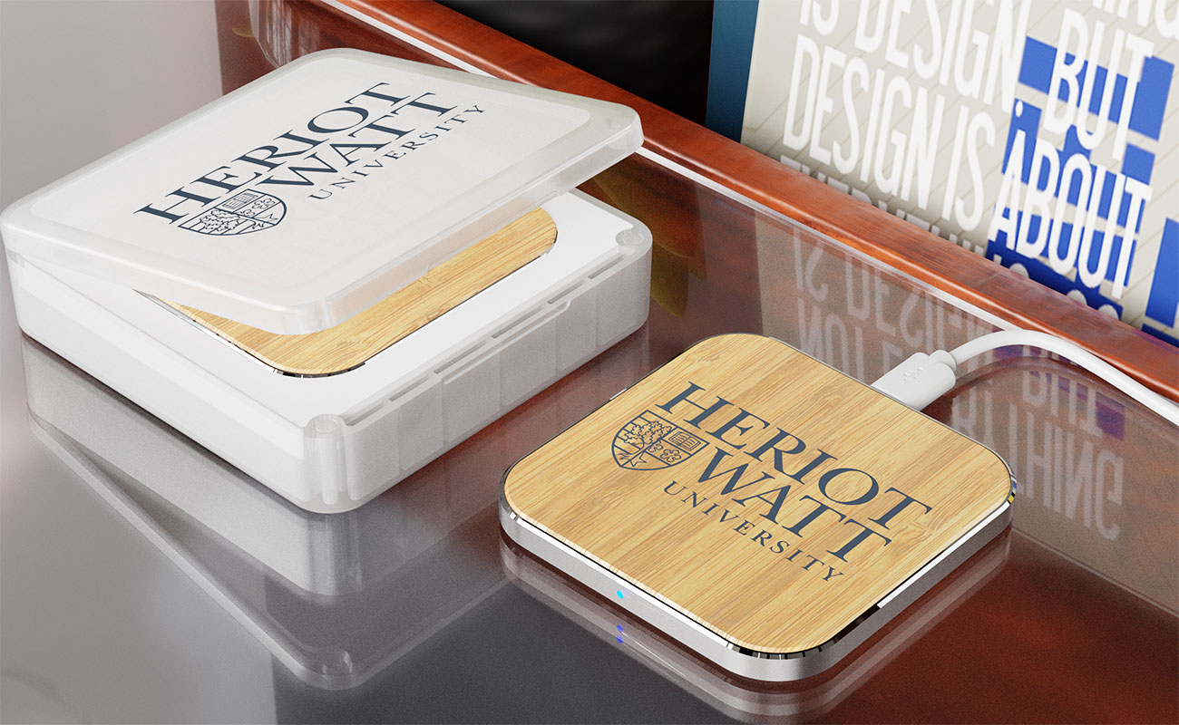 Savanna - Bezdrátová nabíječka Qi z bambusu s logem gallery thumbnail